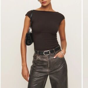 Reformation Brown Short Sleeve Tee